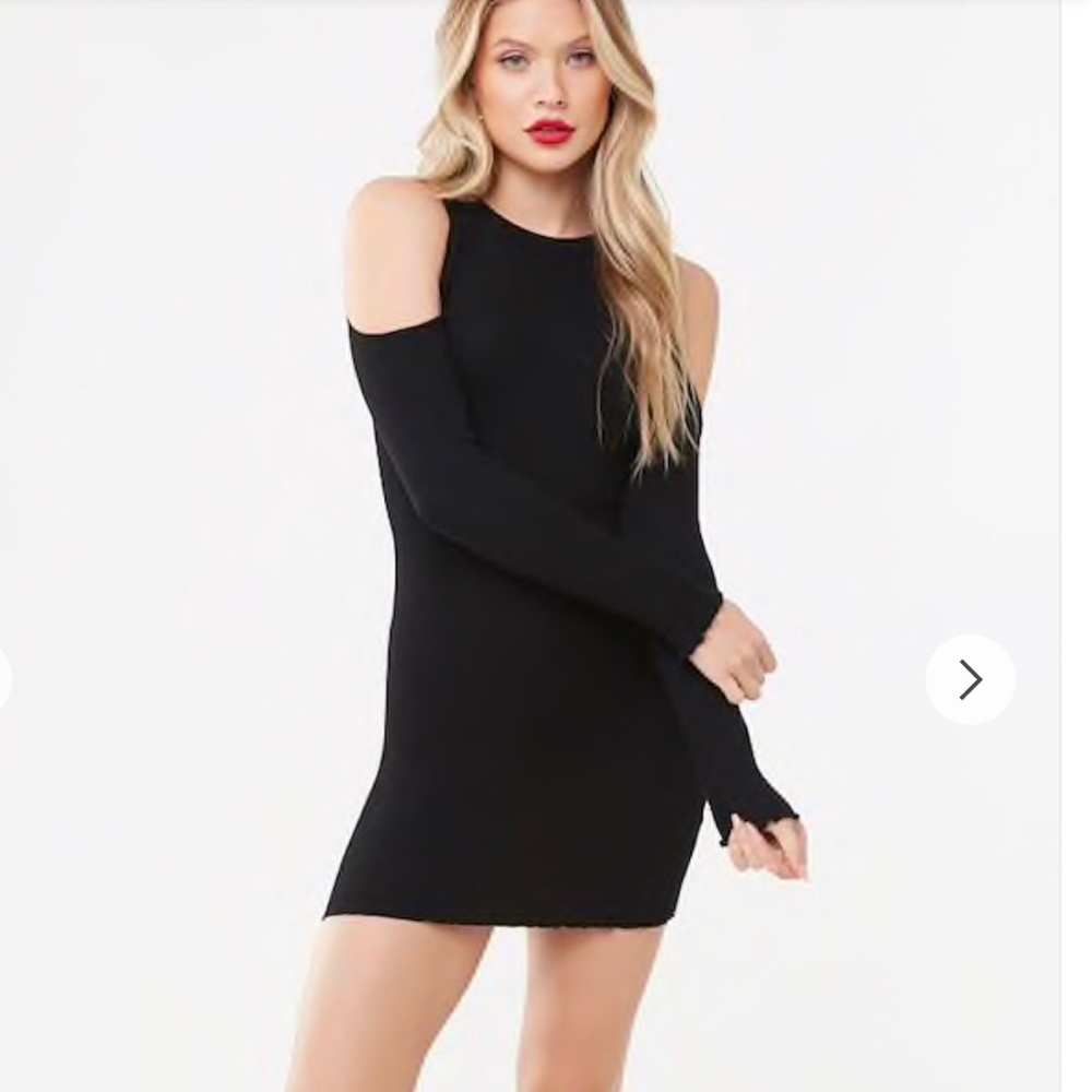 Cold shoulder ribbed bodycon dress